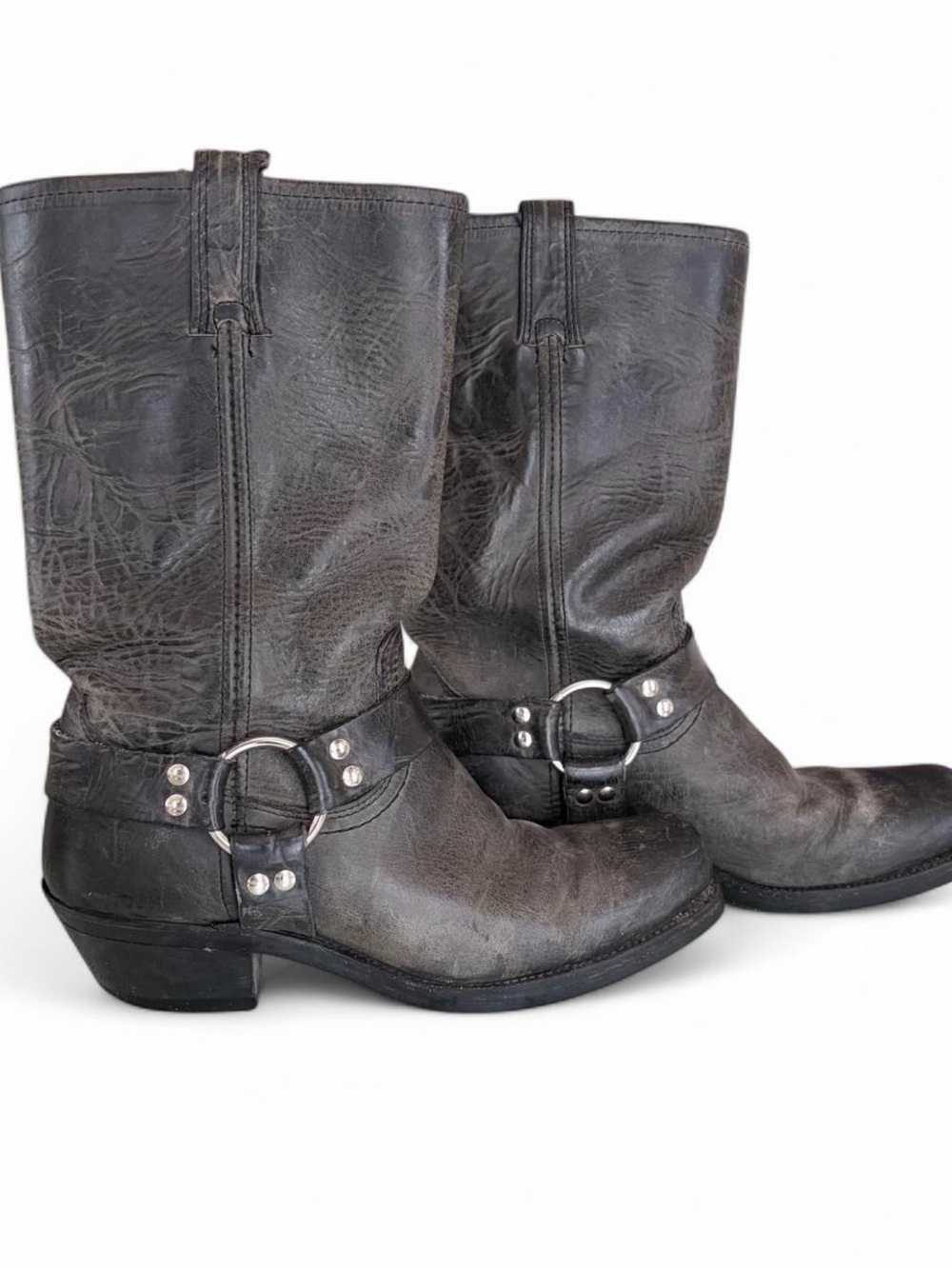 Frye biker harness boots black leather